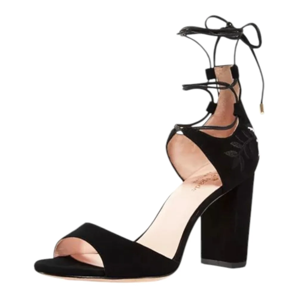Kate Spade New York Oasis Lace Up High Heel Sandals - 10M - Black Suede - NWOT